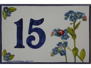 Azulejo de cerámica floral con número