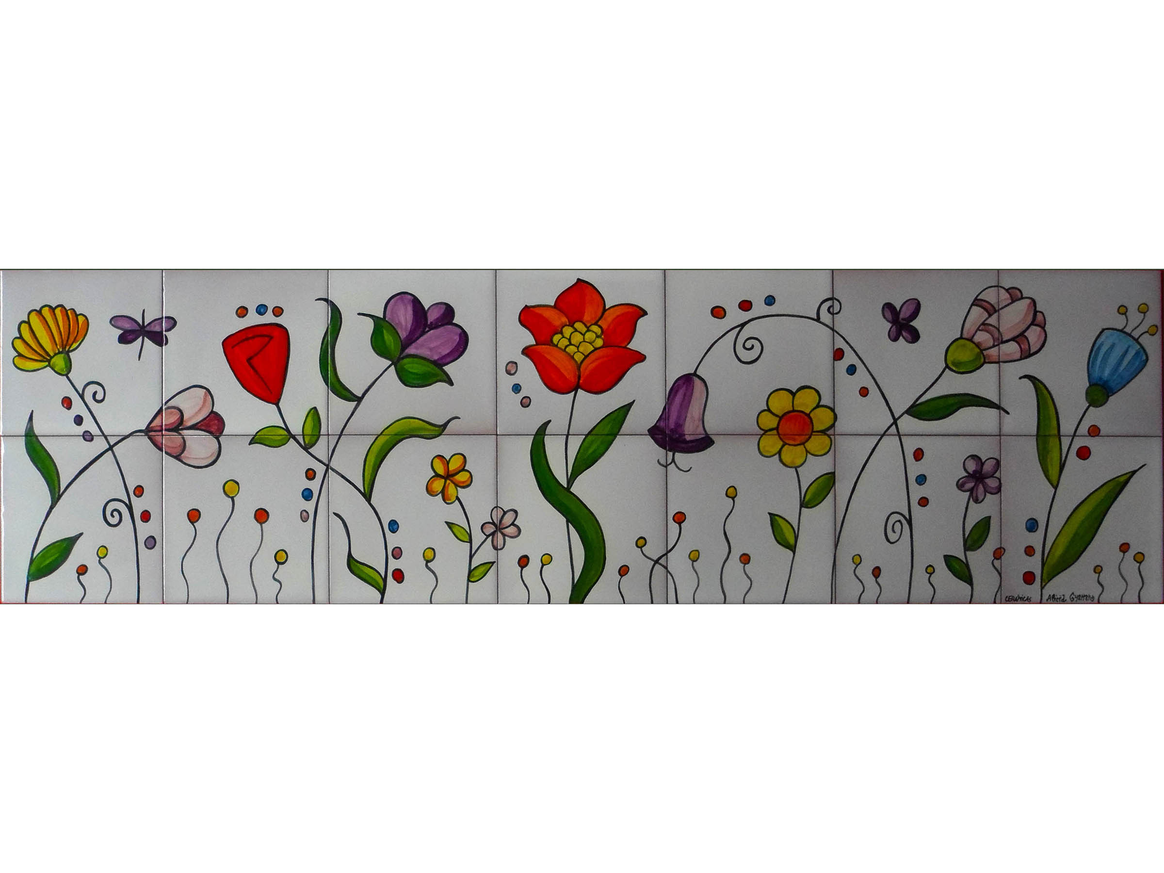 Mural Cerámica Flores