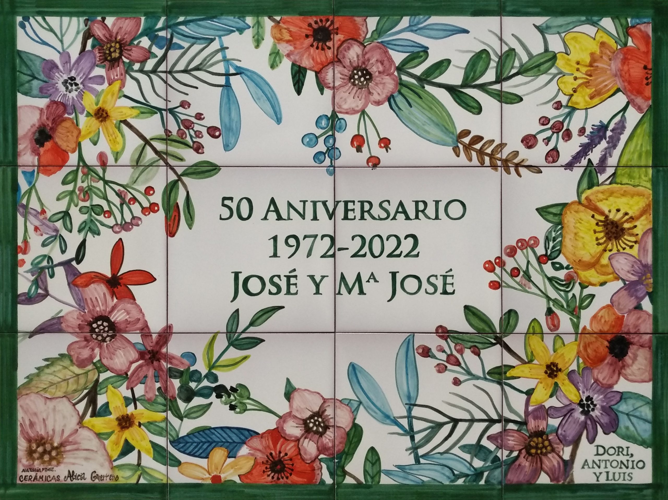 Azulejos pintados a mano conmemorativos del 50 Aniversario de boda